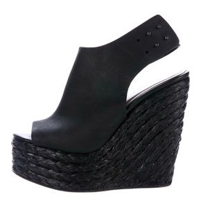 L’Agence Leather wedges